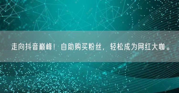 走向抖音巅峰!自助购买粉丝,轻松成为网红大咖。